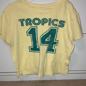 No Boundaries Yellow Tropics 14 Crop Top